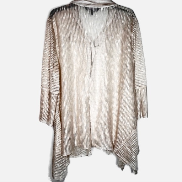 Ming Wang | Relaxed Fit Cream Rayon Blend Knit Cardigan - Picture 2 of 4